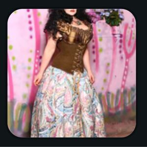 Damsel in this Dress Pink Blue Elegant Paisley Tulip Skirt NWT One Size